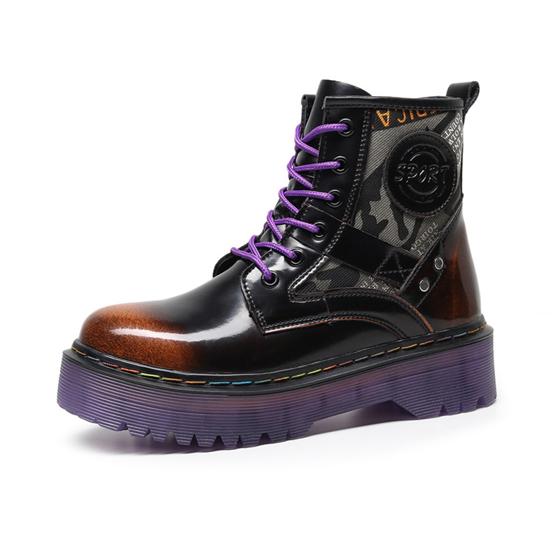 Dr Martens platform khau boots Jadaon 1460 liab qab ib leeg hauv lace up