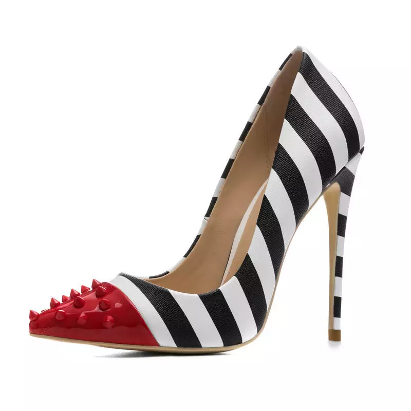 Gratis Logo Big Size 15 Zebra Schoenen Klinknagels Hoge Stiletto Hakken Schoenen