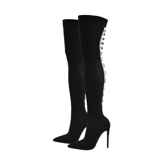 Cuissardes à bout pointu Stiletto Stretch Back Hollow Out Calze bottines