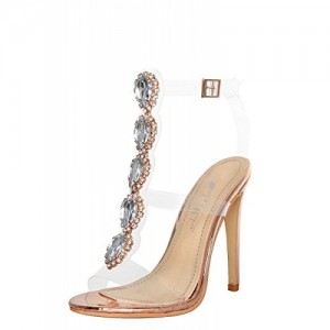 Custom Transparent Strip Cutout Gem Clear Stiletto Crystal kub heel Sandals