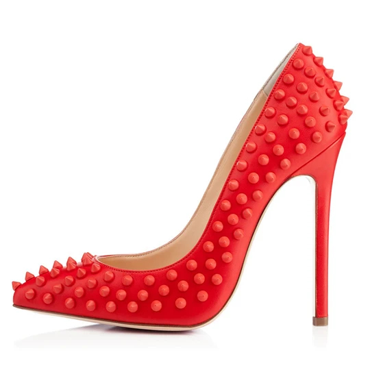 Pointed Toe Rivets Pumps Dub Patent Tawv Studded High Heels Pumps