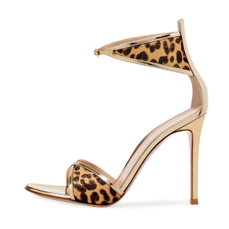 New Arrival China Nude High Heel Sandals - XinziRain custom made leopard print material round toe sandals – Xinzi Rain