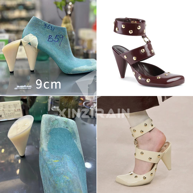 Chloe Inspired Unique Studded Heel Pwm rau Custom Pointed Toe Sandals