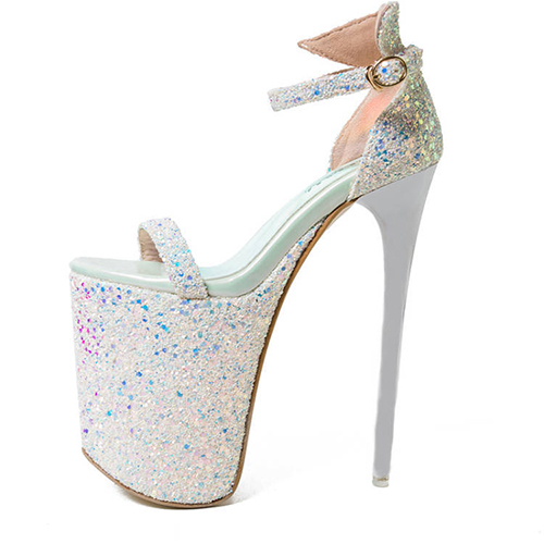 Scarpe da pole dance paillette glitter e scarpe stripper con piattaforma brillante