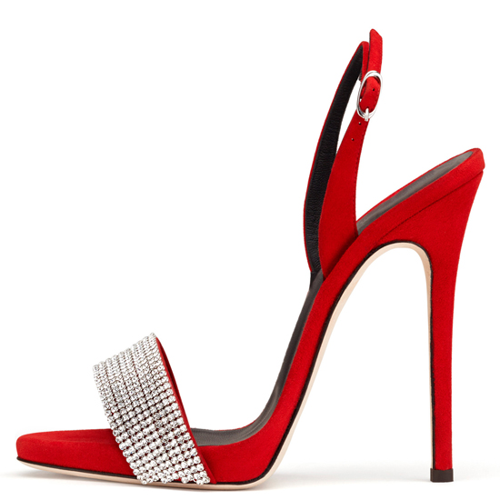 Hot-selling Leather Sandals - Custom red classic high heel pumps with crystal front strap – Xinzi Rain