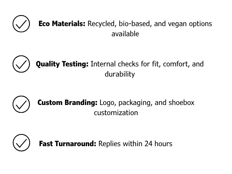 Eco Materials,Quality Testing,Custom Branding,Fast Turnaround: